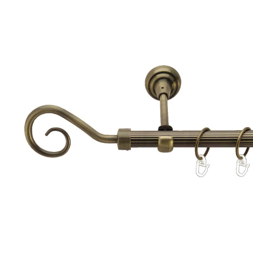 Карниз Orvit Крюк однорядный рифленый 19 мм 240 см Антик (00-00017303)