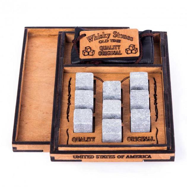 Камені для віскі із стеатиту Whiskey Stones S Wood + мішечок 9 шт. (267)