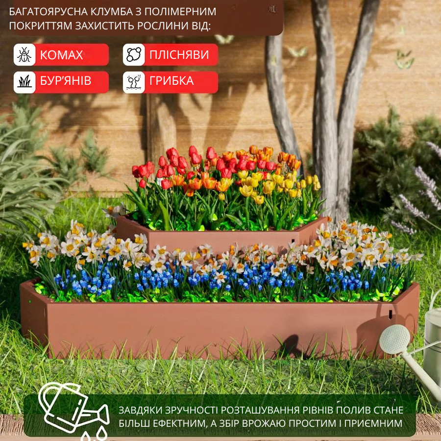 Клумба садова SIMBUD ПРО 0,9х0,9 м RAL8017 (26851680) - фото 6