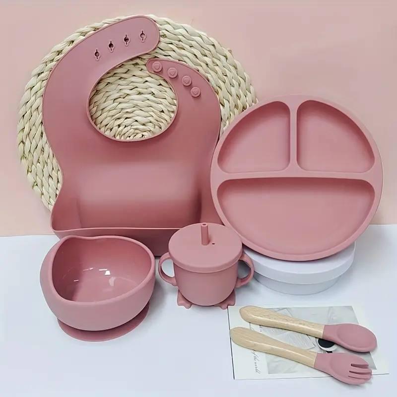 Набір дитячого посуду для першого прикорму 6 предметів Бордовий (0013)