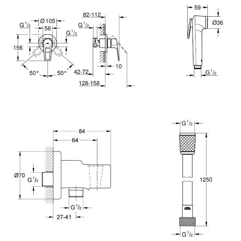 Набор с гигиеническим душем Grohe BauLoop (UA11104202) - фото 2