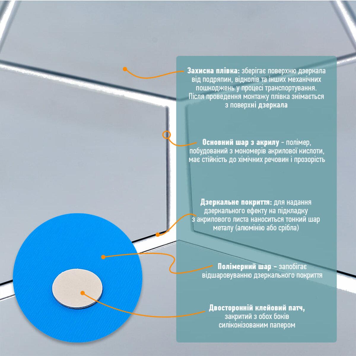 Декор дзеркальний акриловий самоклеючий 85х95 мм 12 шт. Сріблястий (SW-00002512) - фото 4 Декор дзеркальний акриловий самоклеючий 85х95 мм 12 шт. Сріблястий (SW-00002512) - фото 4