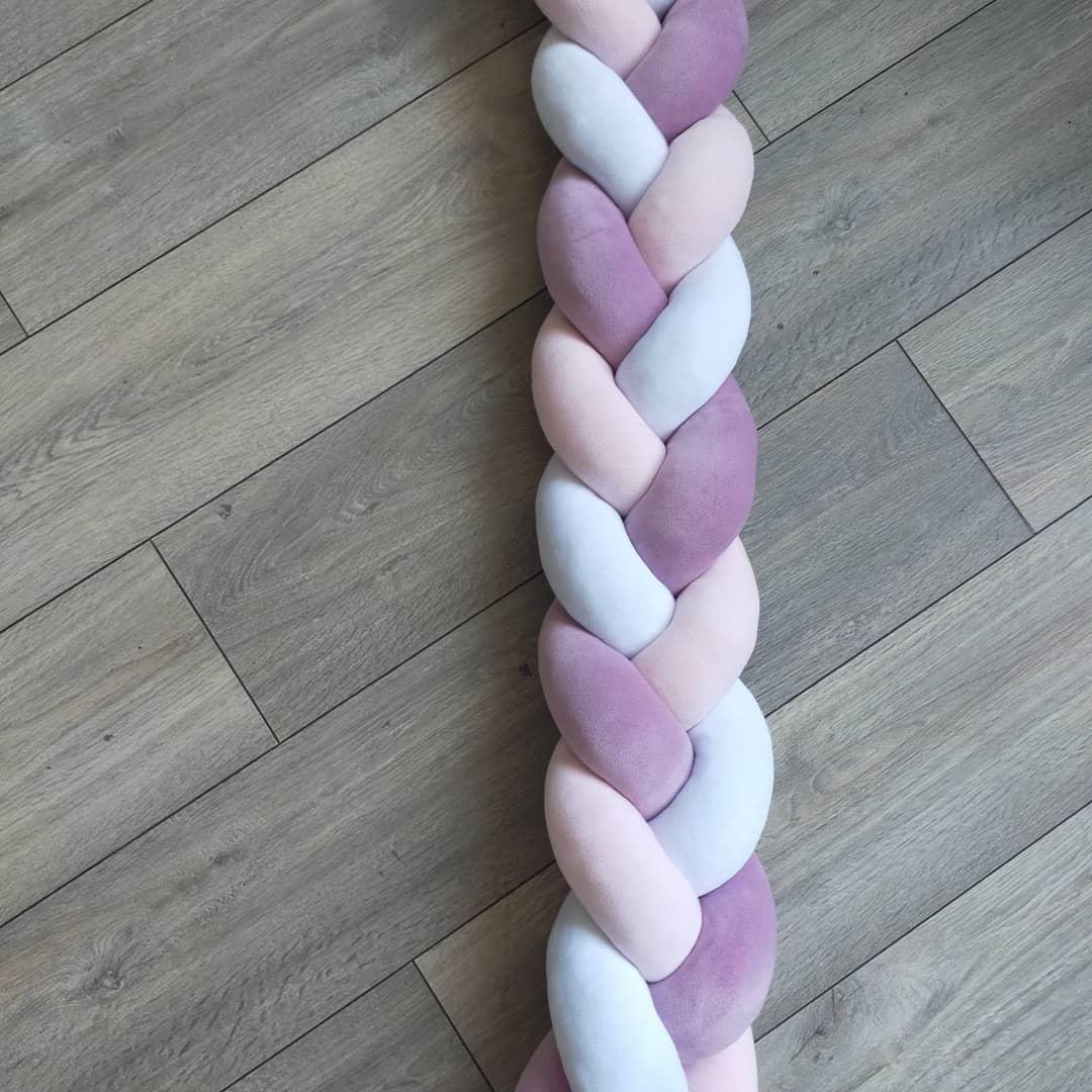 Бортик в кроватку косичка трехпрядная 120x18 см Белый/Бордовый (1443450294) - фото 3 Бортик в кроватку косичка трехпрядная 120x18 см Белый/Бордовый (1443450294) - фото 3