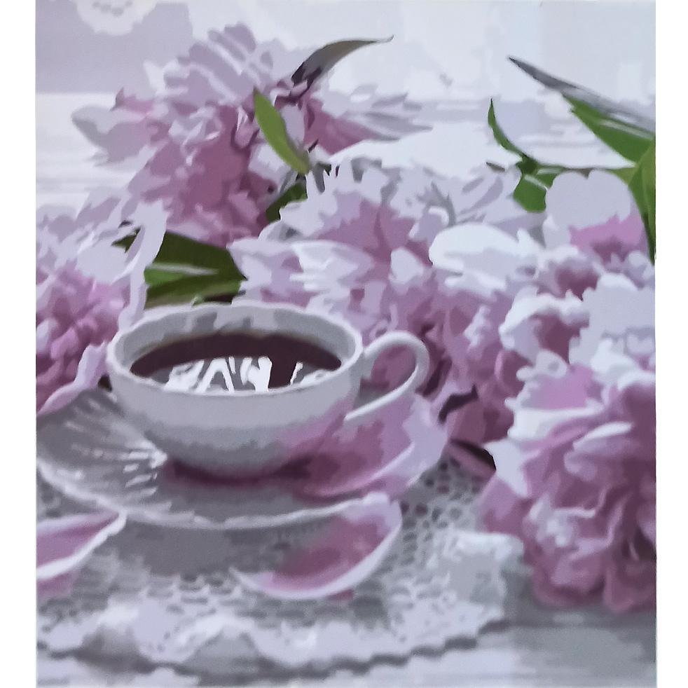 Картина по номерам Strateg Премиум Пионы и чай 30x40 см (SS-6540)