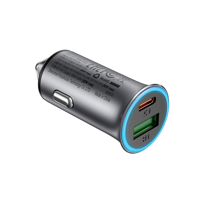 Зарядний пристрій в авто Acefast B16 95 Вт USB-A/USB-C швидка зарядка PD/QC Grey (24464) - фото 2