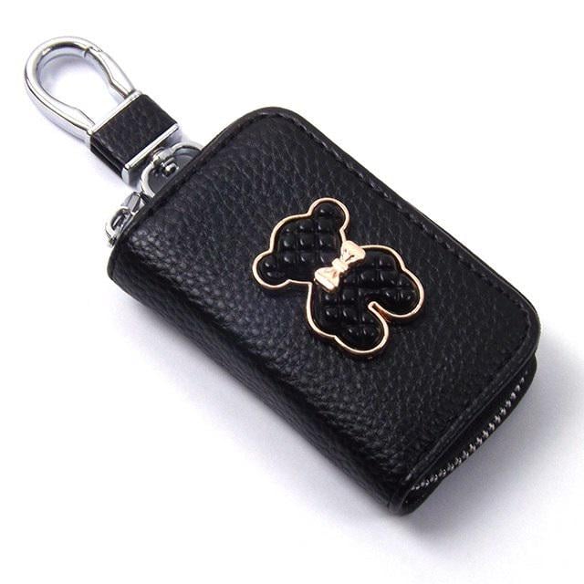 Чехол для ключей с карабином Мешок Тедди кожа Черный (624978)