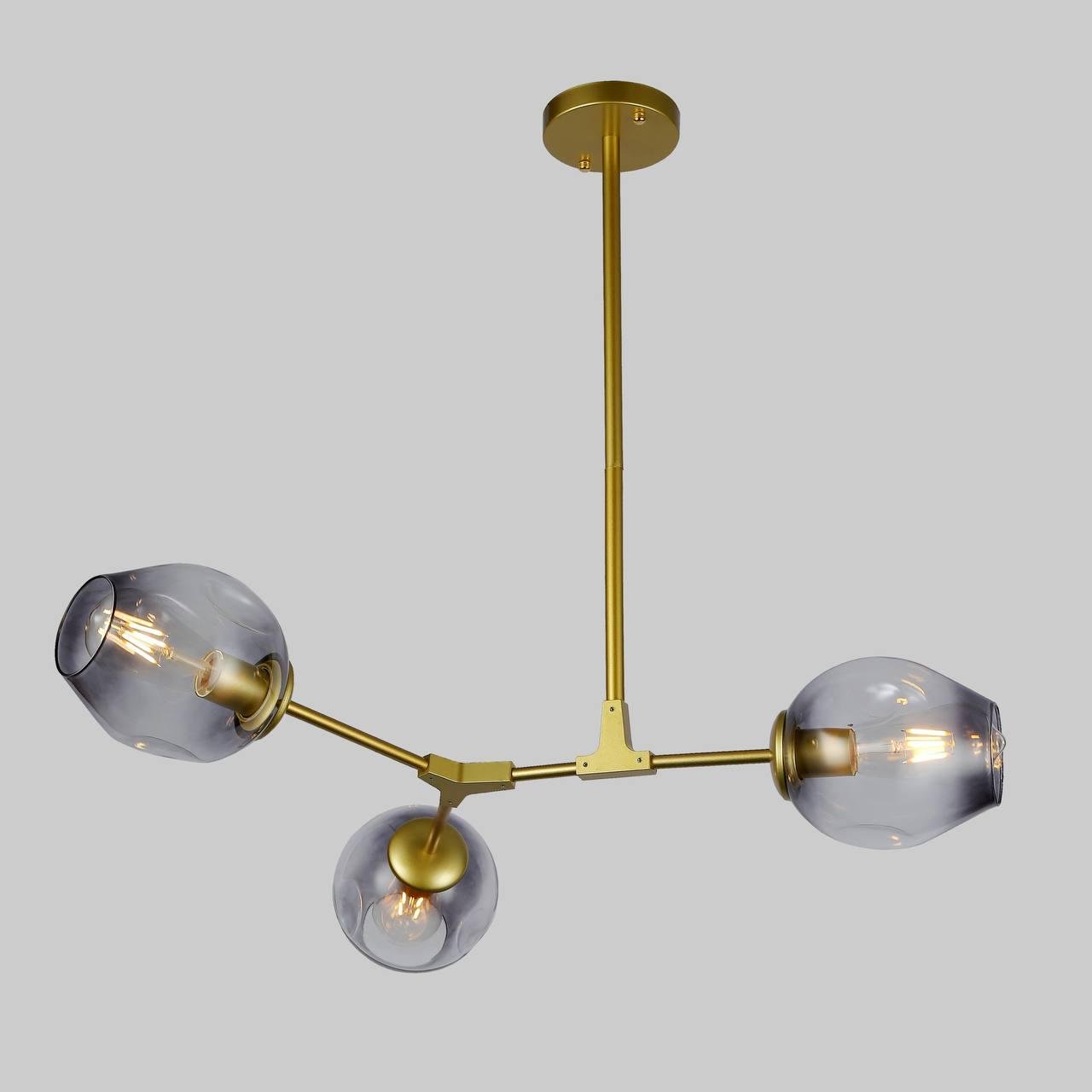 Люстра на 3 молекулы Золотый (52-L7731-3 GD+BK)