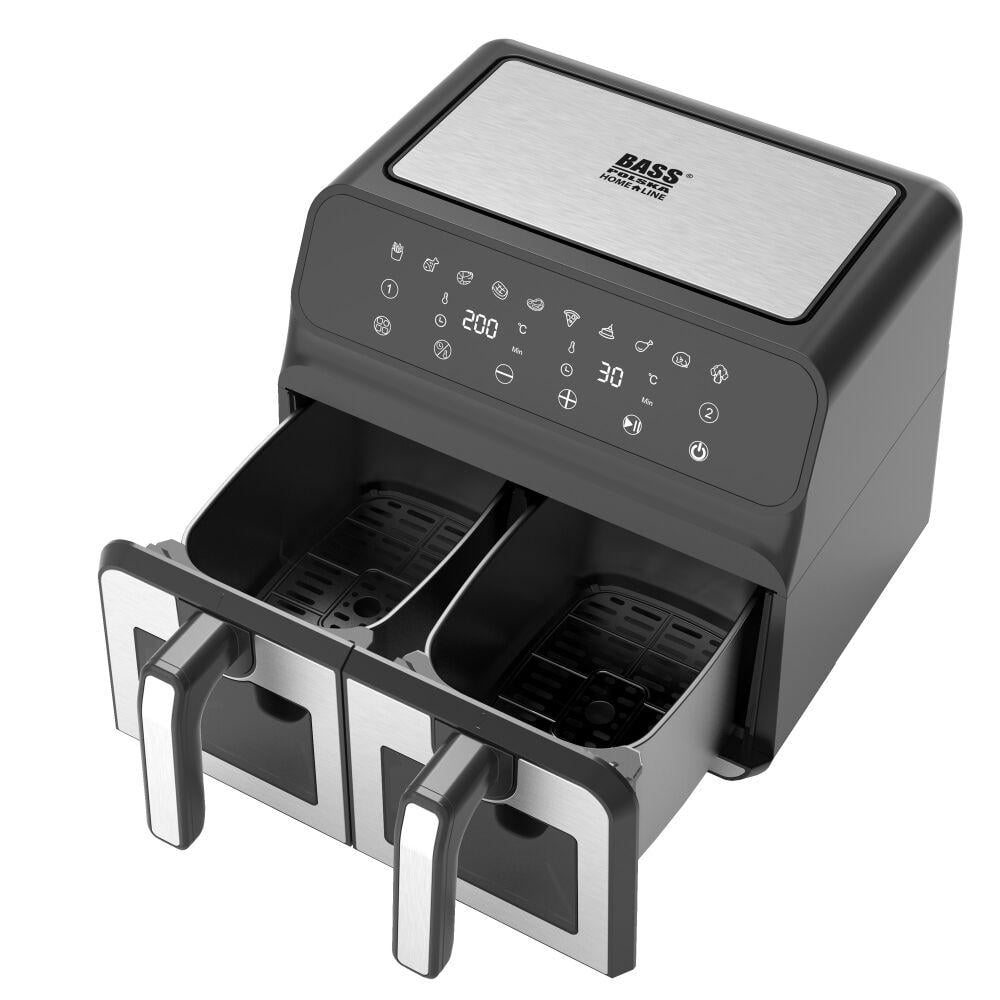 Мультипечь-аэрофритюрница двойная Bass Polska BH 10881 с сенсорной панелью и двумя раздельными чашами 9 л 2500 Вт (BH 10881)