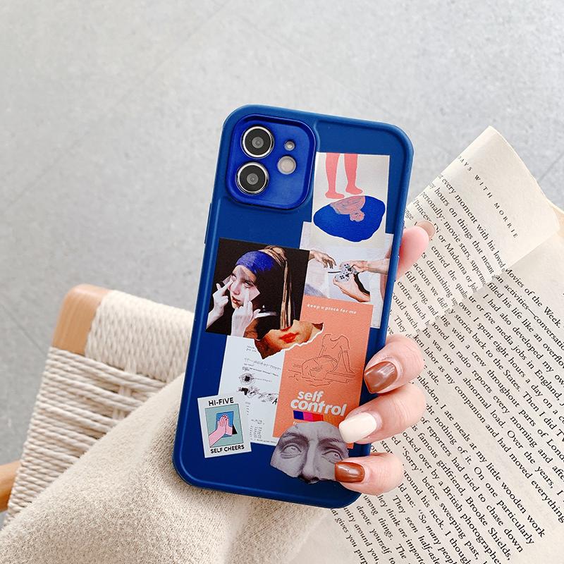 Чехол для iPhone12 Lady Fashion с боковой печатью и защитой камеры Синий