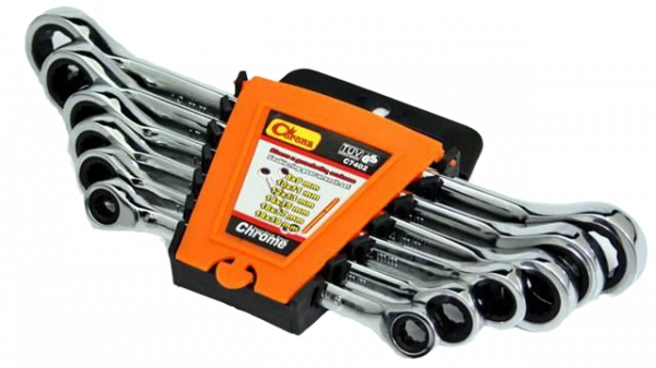 Набір двосторонніх накидних ключів з тріскачкою Richmann 12 розмірів 8-19 мм 6 шт. (C7402)