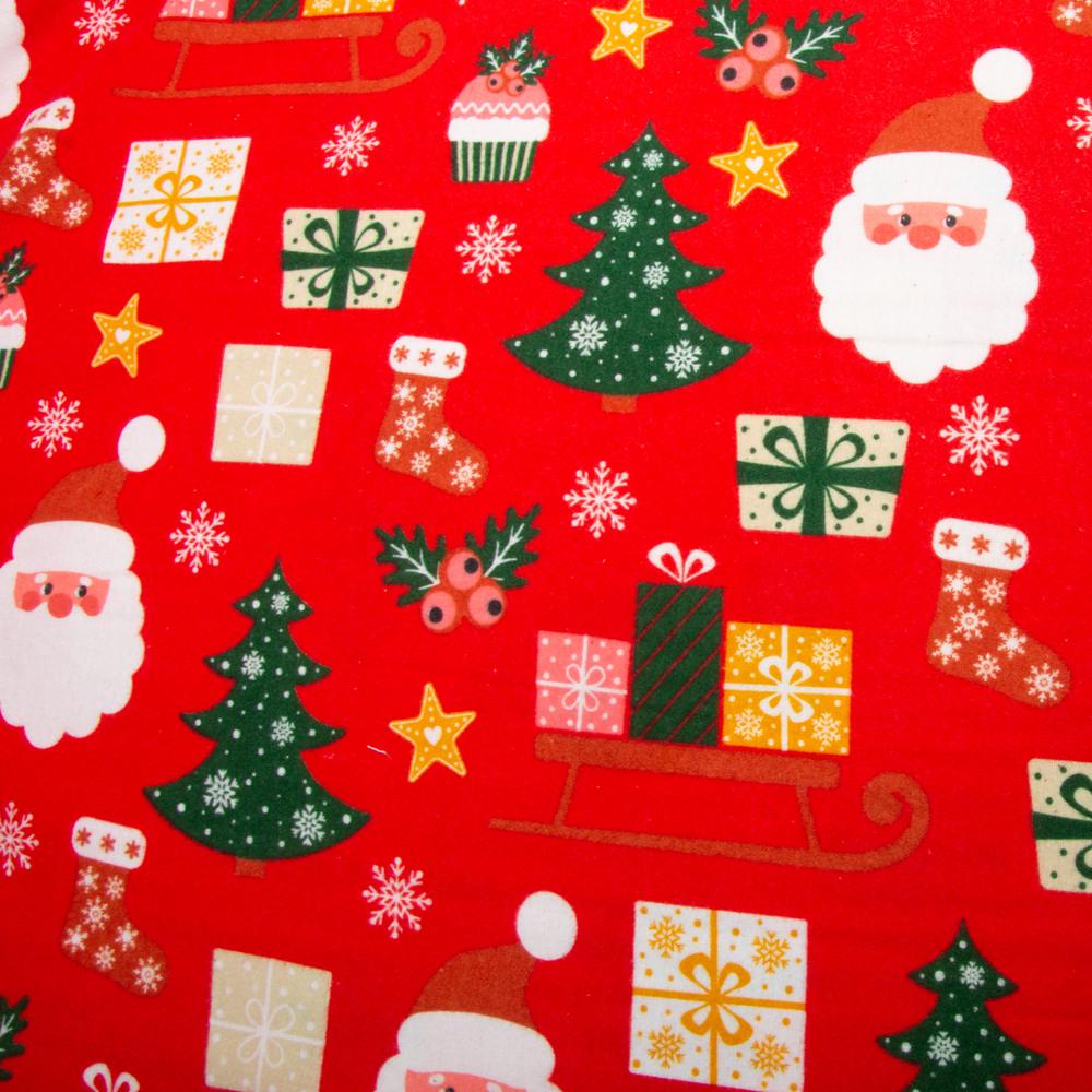 Ткань фланель хлопок Санта 155 гр/м2 детский принт 240 см Красный (26943)