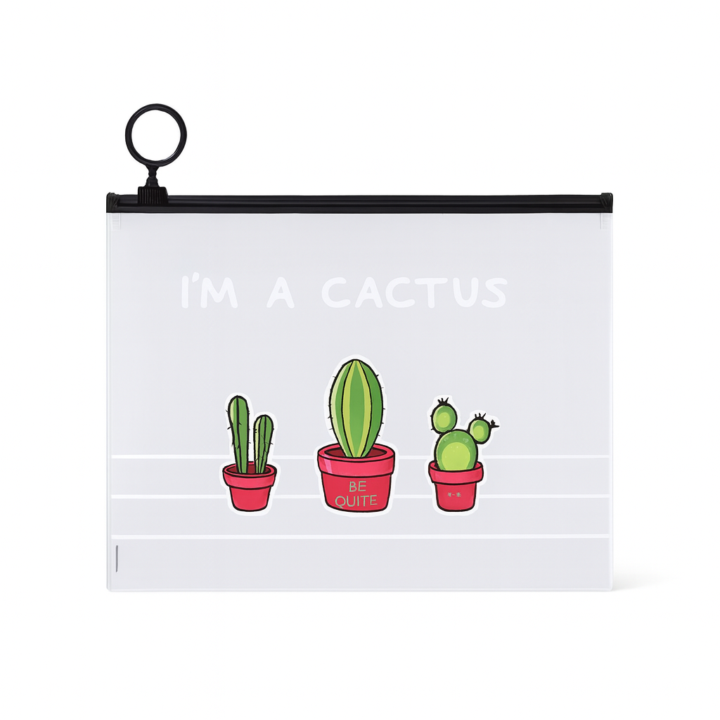 Папка-пенал з бігунком I'm a cactus three А5 Різнокольоровий/Прозорий