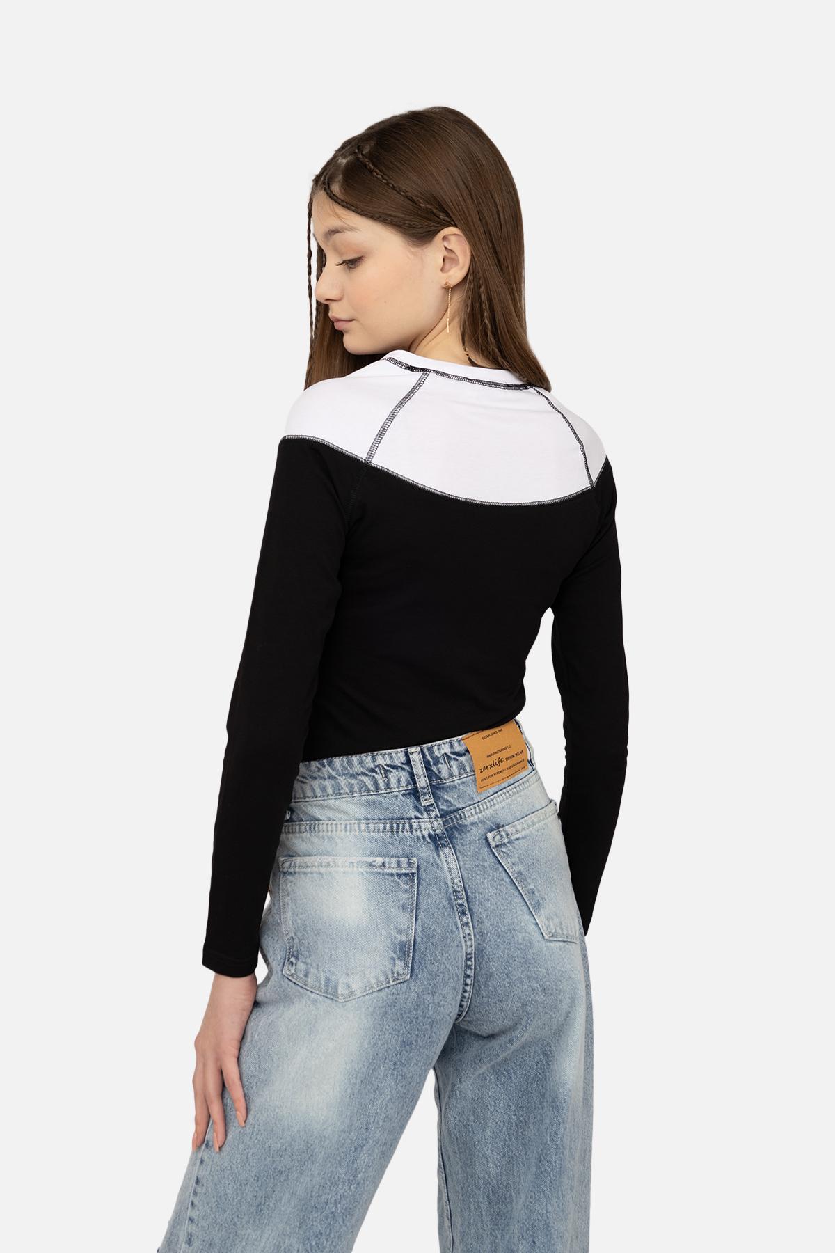 Джемпер жіночий з довгим рукавом ЦБ-00267753 р. 42 Чорний (SKT001038937) - фото 4 Джемпер жіночий з довгим рукавом ЦБ-00267753 р. 42 Чорний (SKT001038937) - фото 4