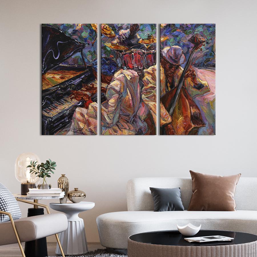 Модульная картина триптих Джазовый ансамбль 128x81 см (521-31)