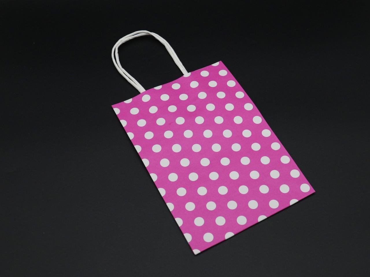 Пакет бумажный крафт горошек 21х27х11 см Розовый (1145537128)