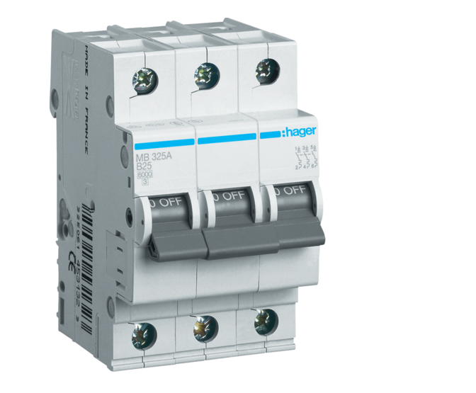Автоматический выключатель Hager 3P 6kA 25A (27110765)