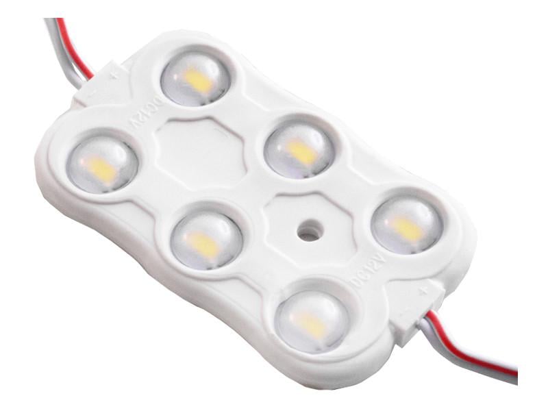 Світлодіодний модуль з лінзою SMD2835 6 LED 12В 1.44Вт IP65 6500К холодний білий (2454)
