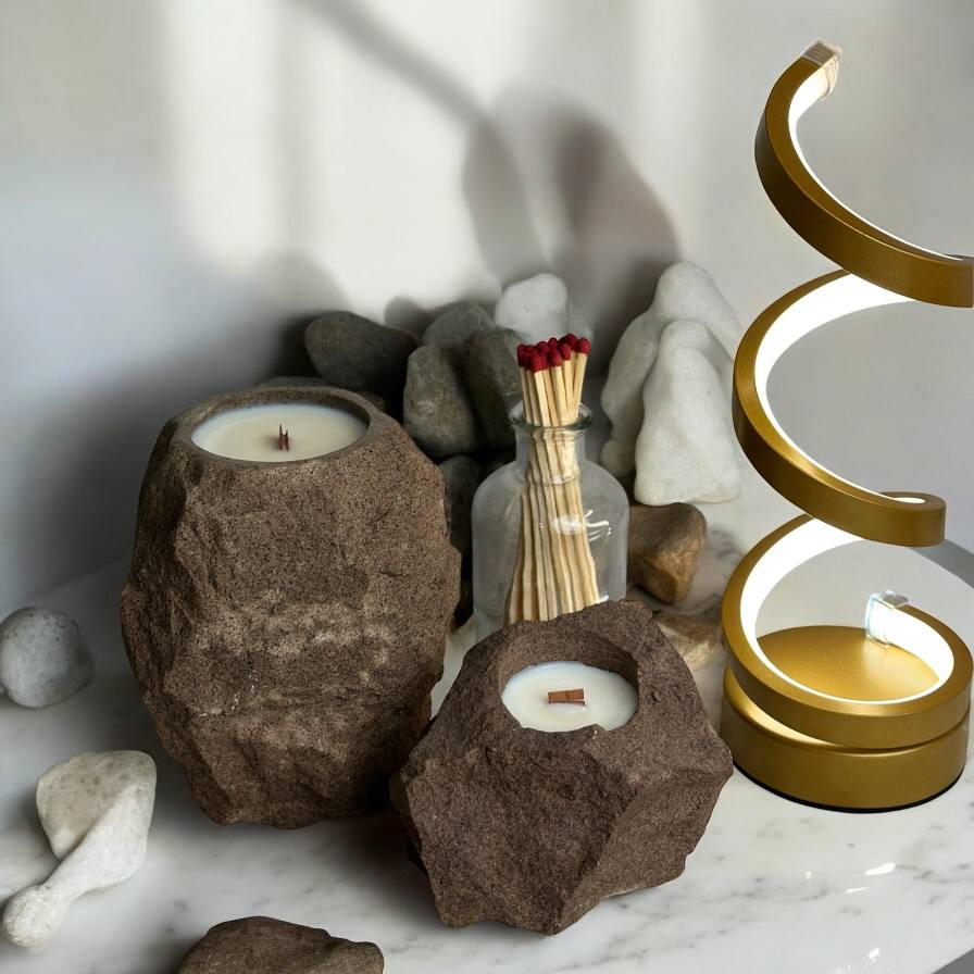 Аромасвечка в чаше из красного песчаника М - фото 2 Аромасвечка в чаше из красного песчаника М - фото 2