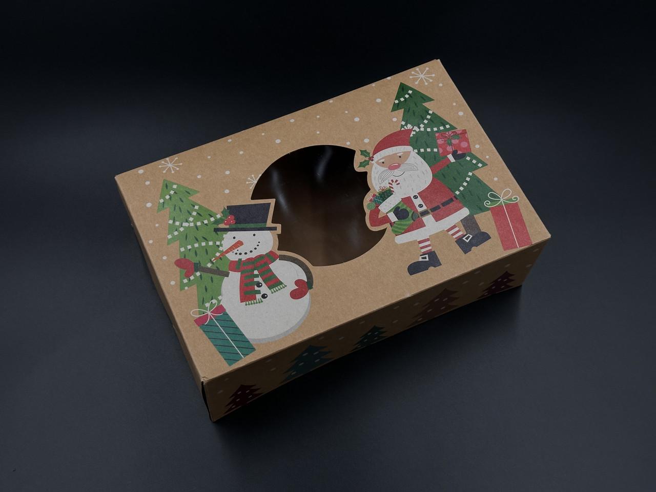 Коробка подарочная с круглым смотровым окошком с принтом сборная картонная 22х14,5х7 см Крафт (OA-106) - фото 3 Коробка подарочная с круглым смотровым окошком с принтом сборная картонная 22х14,5х7 см Крафт (OA-106) - фото 3