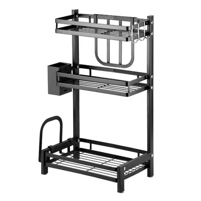 Сушарка-стелаж для посуду RIAS 3 Level Multifunction Storage Rack 60x33x20 см Black (3_07651)