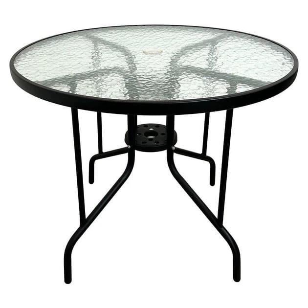 Стол стеклянный садовый для террасы Bonro B-90 Черный (5161)