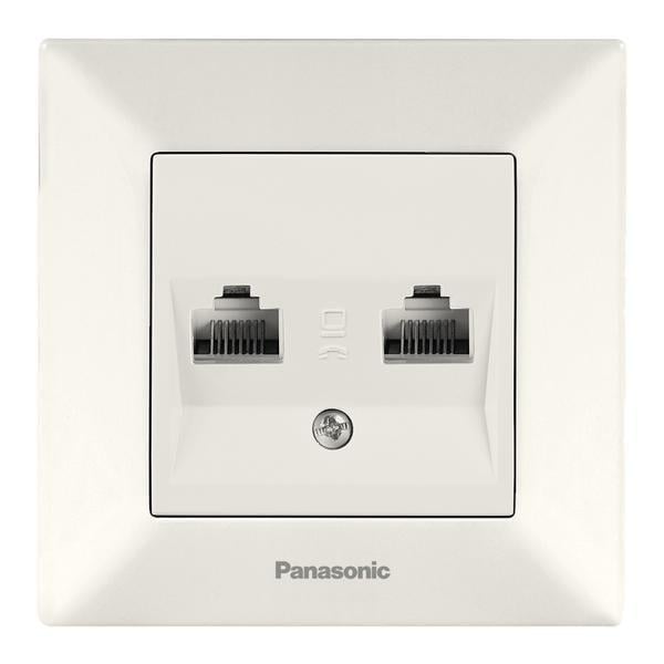 Розетка Panasonic Arkedia Slim двойная компьютерная Кремовой (23830978)