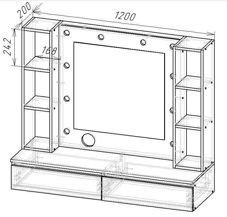Туалетний столик New and Classic підвісний із підсвічуванням 1000х1200х400 мм Венге магія/Білий (ТЗ-Флай-5) - фото 2 Туалетний столик New and Classic підвісний із підсвічуванням 1000х1200х400 мм Венге магія/Білий (ТЗ-Флай-5) - фото 2