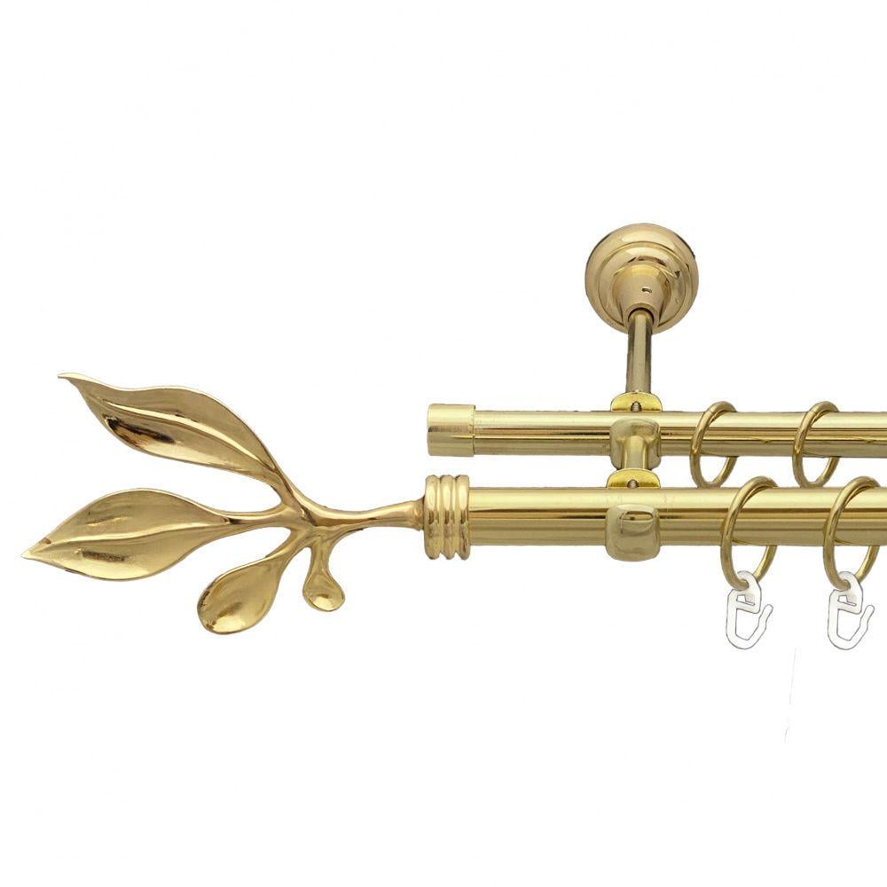 Карниз металевий Orvit Баваро дворядний відкритий/гладка труба/кільце металеве Золото 19/16 мм 240 см (00-00012964)