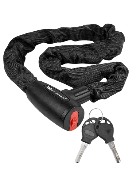 Замок велосипедный цепной West Biking противоугонка 1,2 м Черный (73568)