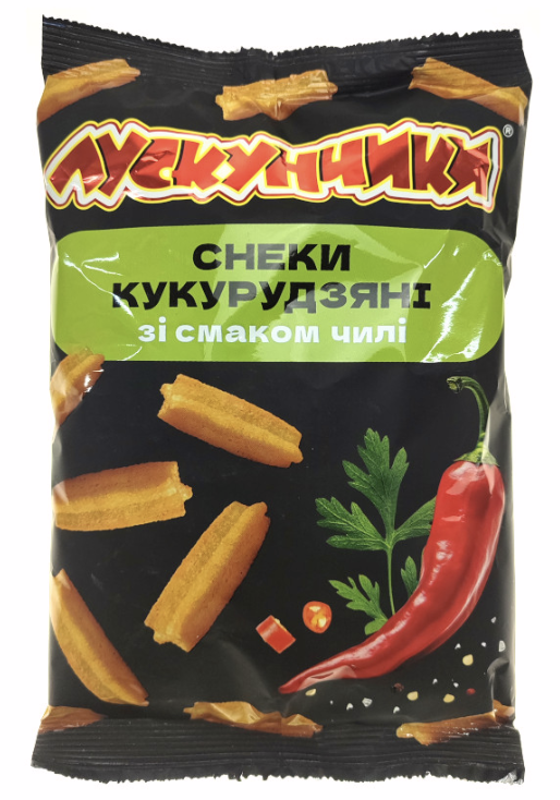 Снеки кукурудзяні Лускунчики зі смаком та ароматом чілі м/у 130 г