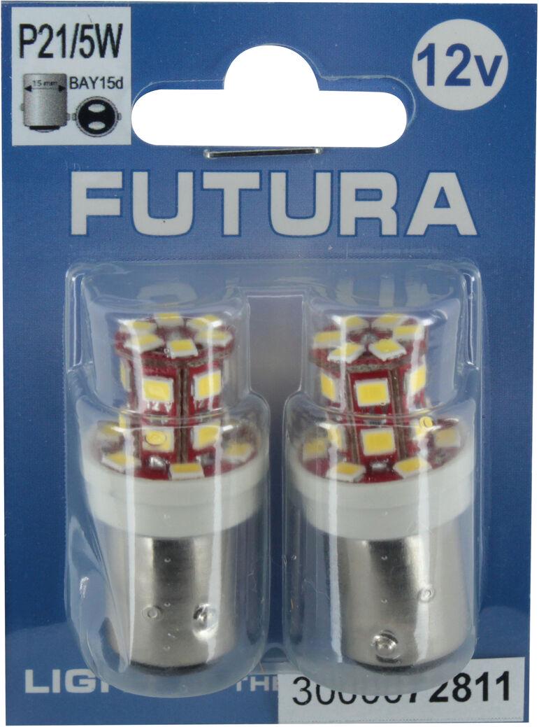 Лампочка 2-х контактная груша Futura LED SMD 12V 24-диоды P21/5W BAY15D 2 шт. Белый