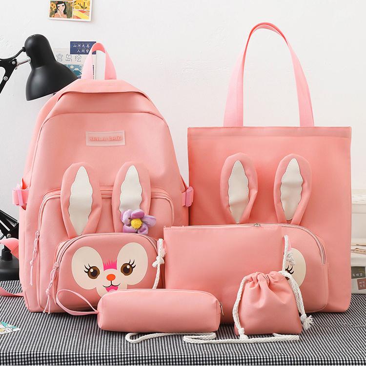 Школьный рюкзак для девочки Зайчик 5в1 5-11 класс Розовый (27667980)