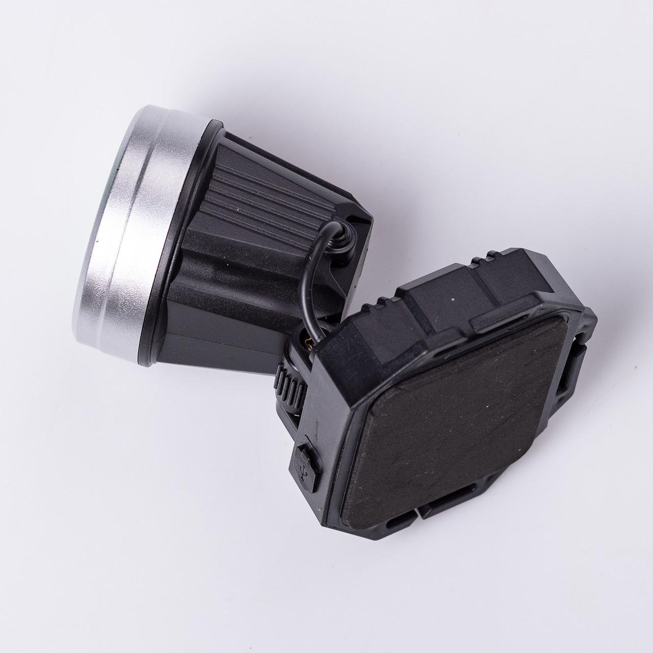 Налобний ліхтар акумуляторний 5 В 3 режими роботи LED 8х8х5,5 см (7194) - фото 6