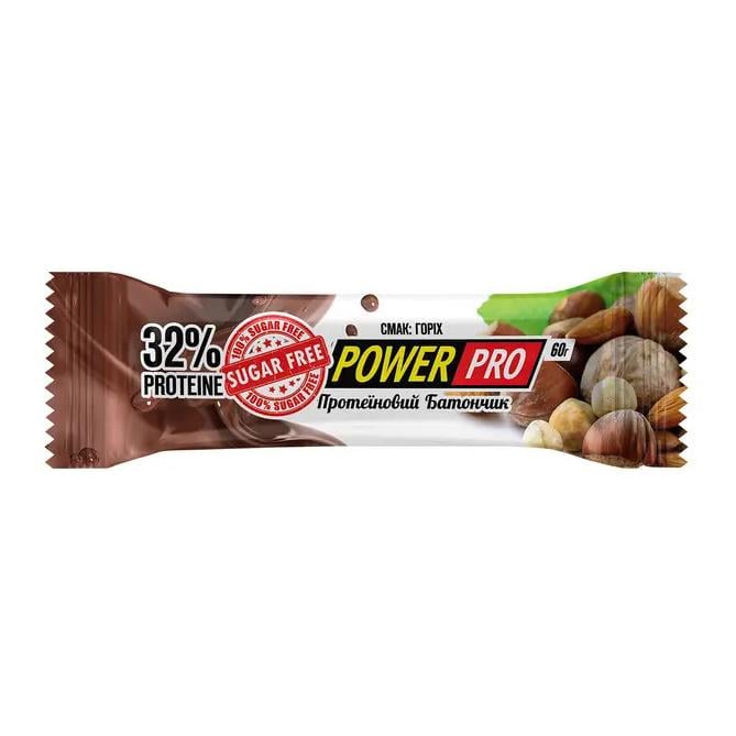 Протеїновий батончик 19 г білка без доданого цукру Power Pro 32% 60 г Горіхи