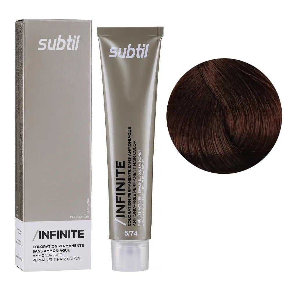 Крем-краска безаммиачная для волос Subtil Infinite Permanent Hair Color 5.74 Светлый каштановый медный шатен 60 мл