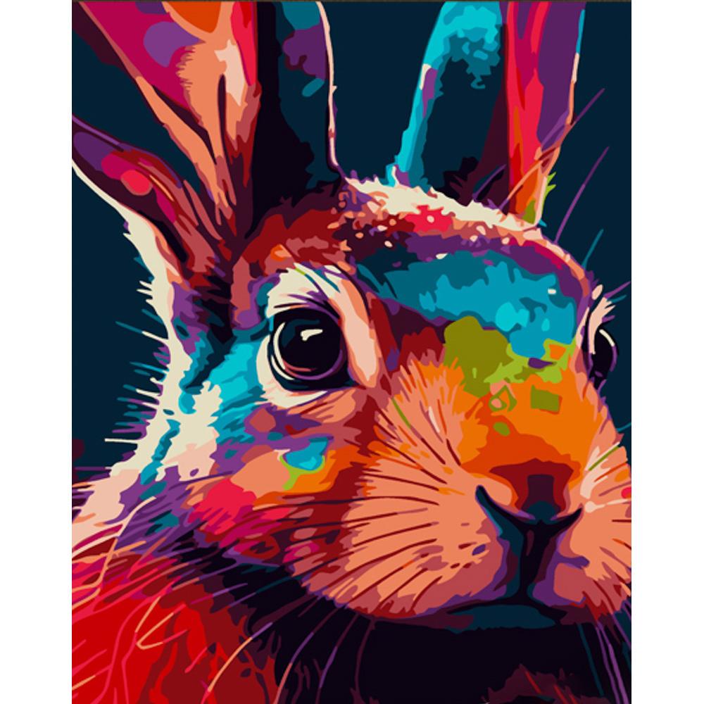 Картина по номерам Strateg Премиум Цветной кролик с лаком 30x40 см (Str-SS6748)