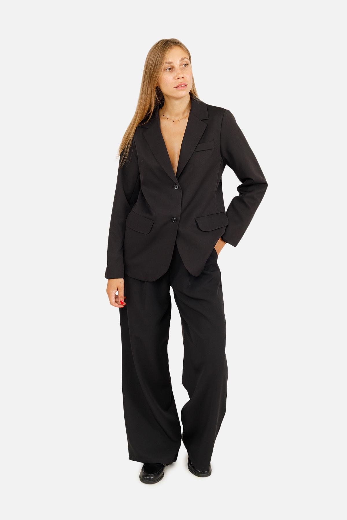 Жакет жіночий ЦБ-00258214 р. 46 Чорний (SKT001016089) - фото 2 Жакет жіночий ЦБ-00258214 р. 46 Чорний (SKT001016089) - фото 2