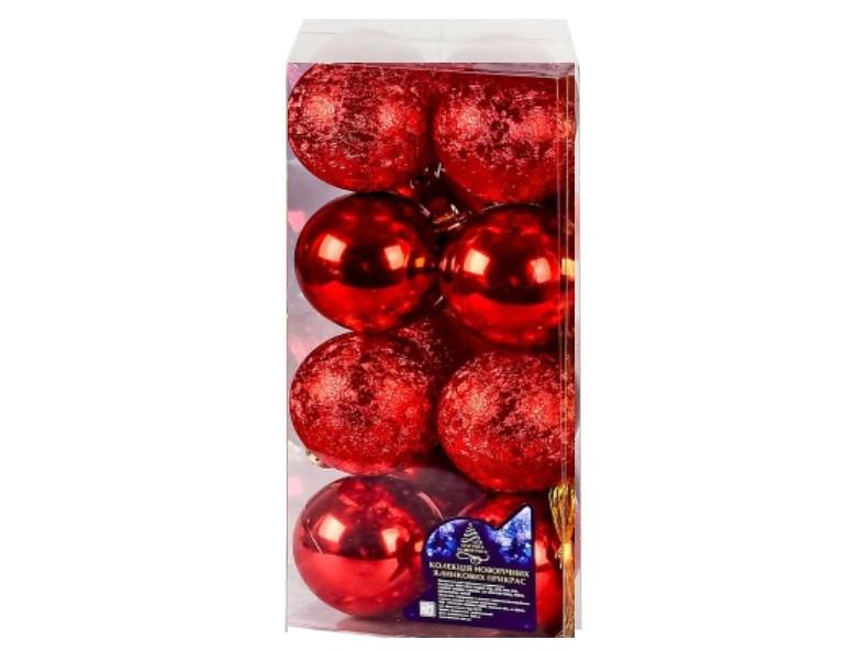 Шарики елочные новогодние Stenson 9599 пластиковые 6 см 16 шт. Красный
