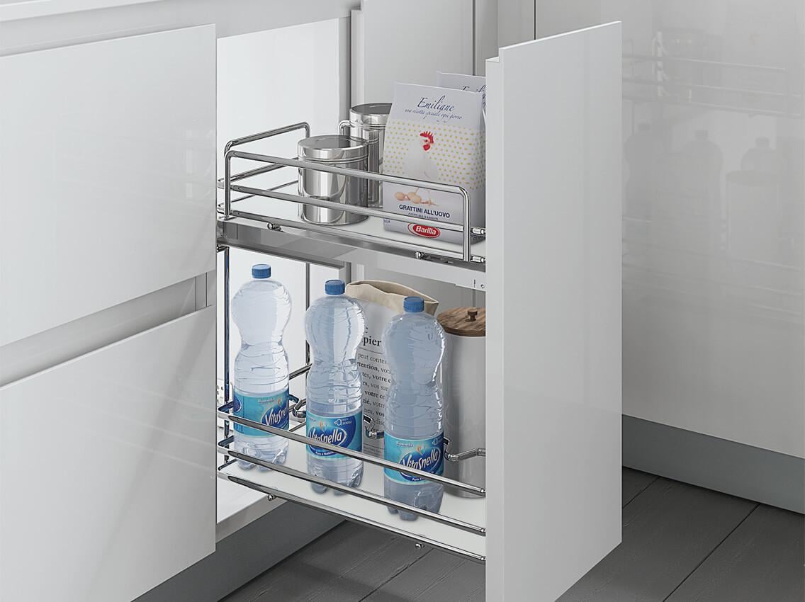 Карго фасад диагональное крепление с доводчиком INOXA Ellite 5102ЕУ 2 полки 300 мм Хром/Белый (81827)