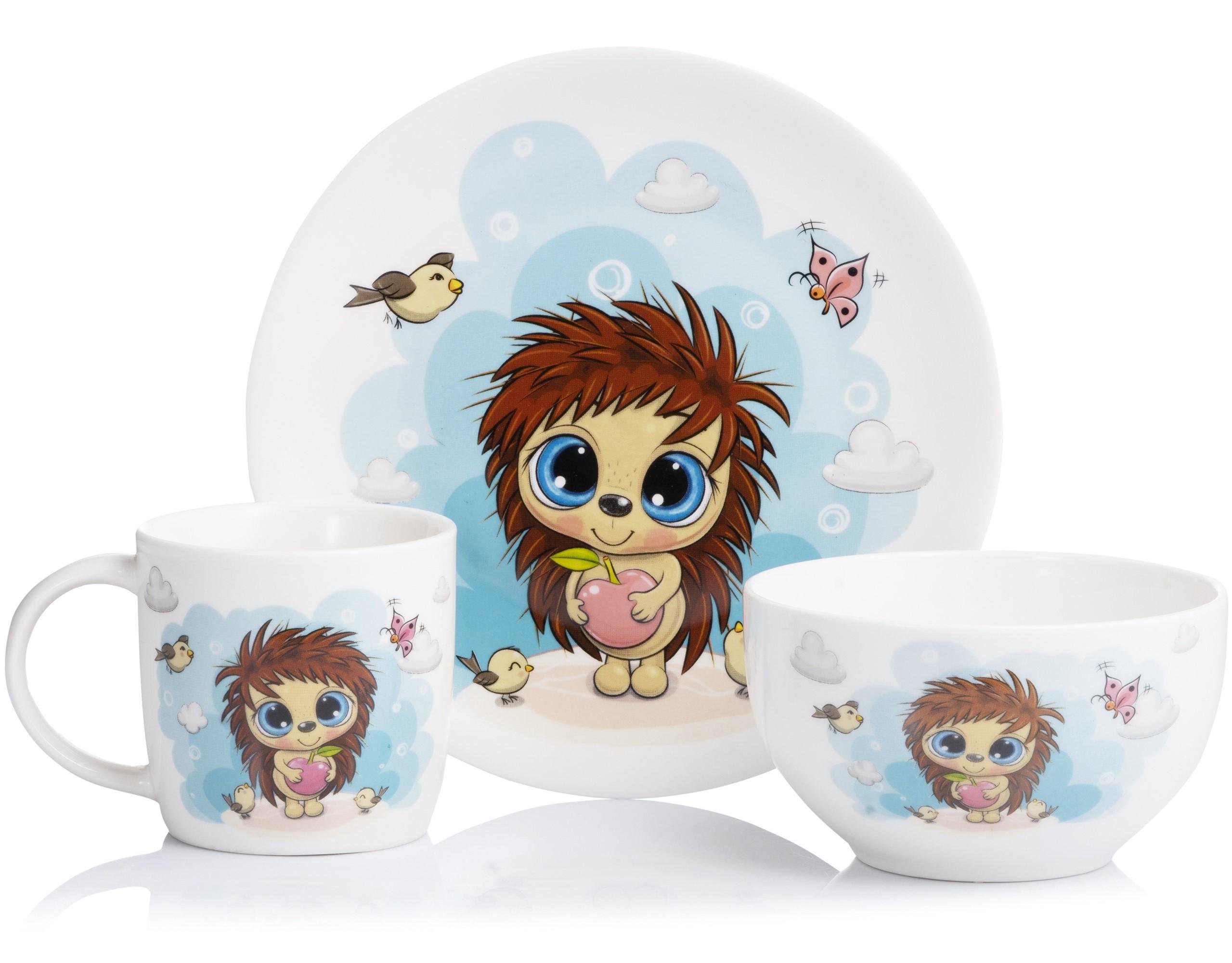 Набор детской посуды Ardesto Sweet hedgehog AR3455HS 3 предмета фарфор (2750)