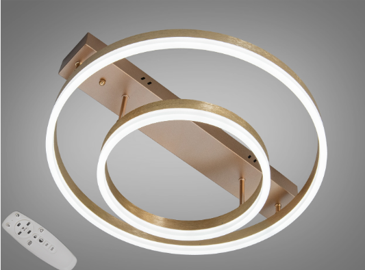 Люстра потолочная 2 кольца димер 60 Вт Золотой (2537G dimmer)