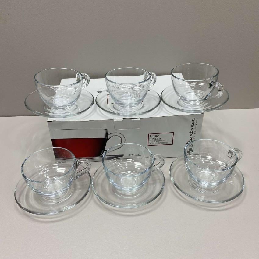 Сервиз чайный стеклянный Pasabahce Basic 97948 200 мл 12 пр. (2076406367)