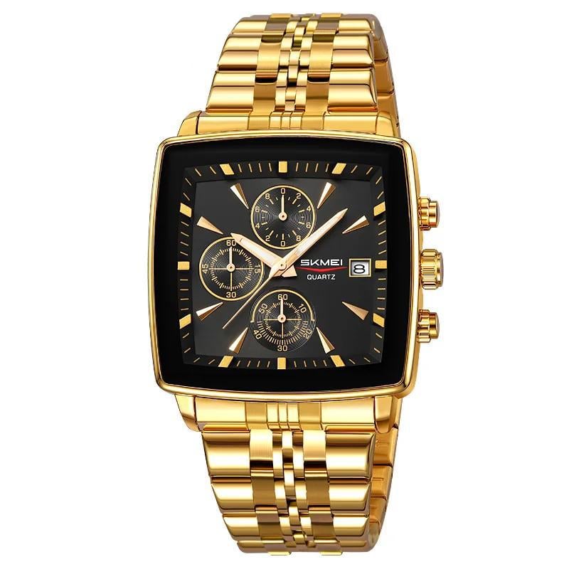 Наручний годинник чоловічий класичний Skmei 2434GD кварцовий водонепроникний Золотистий (638939)