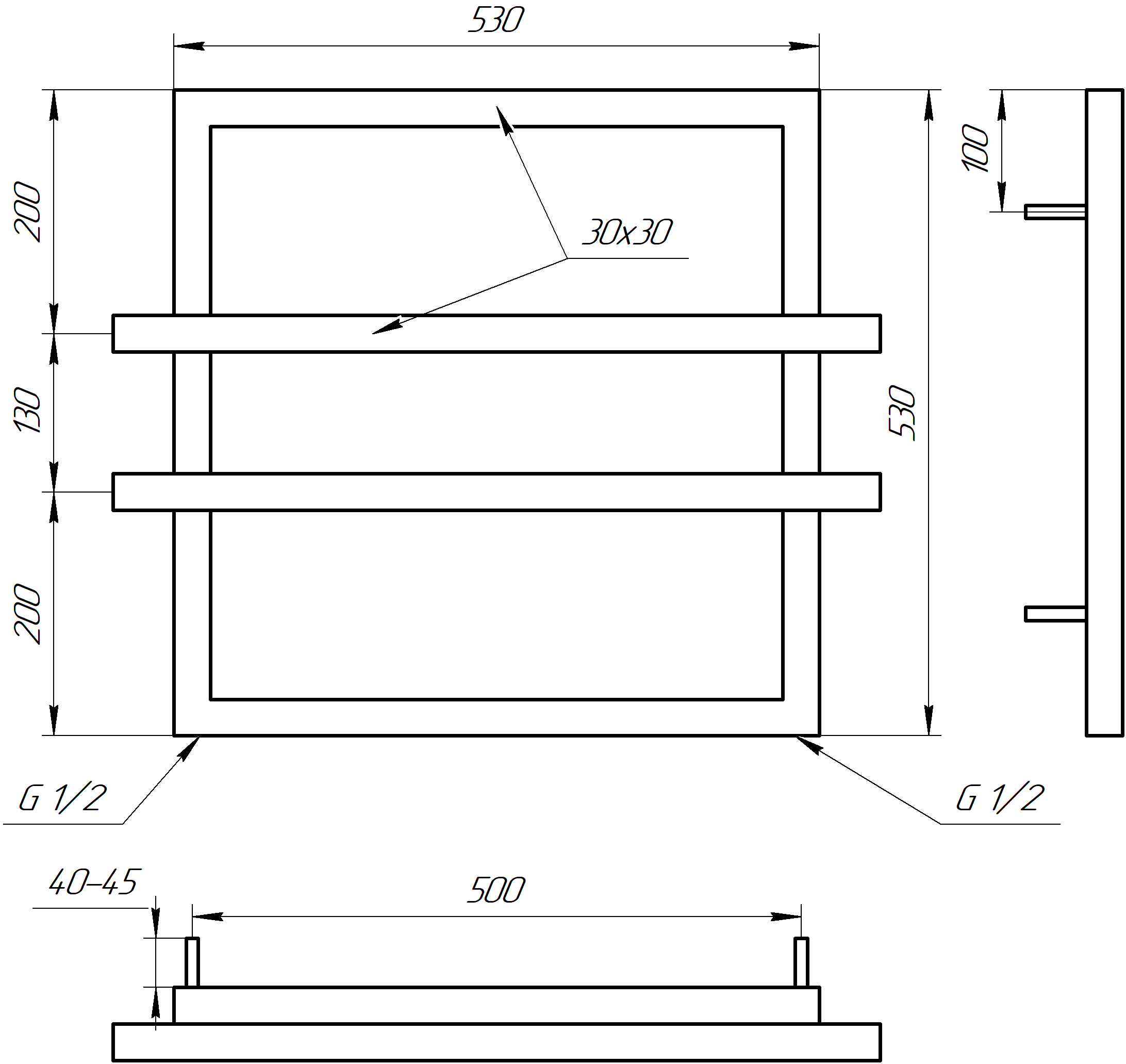 Рушникосушарка водяна Genesis Aqua Cadexsa 53x63 см Чорний (2327) - фото 2