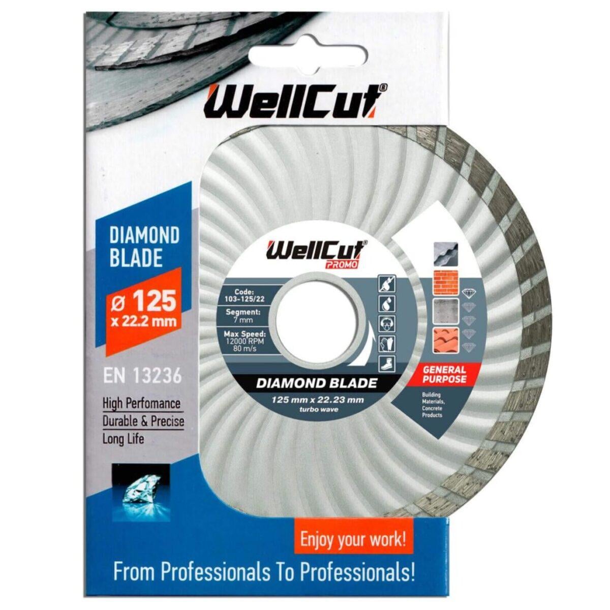 Алмазний диск турбохвиля WellCut Standard 125 мм 7х22,23 мм 50 шт. (018254)