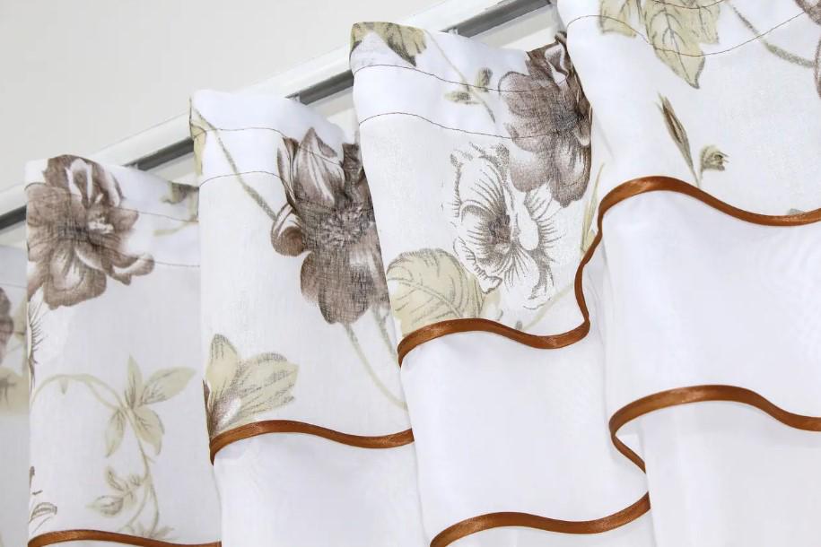 Гардина на кухню шифон/батіст 280х170 см Коричневий/Білий (036к) - фото 4