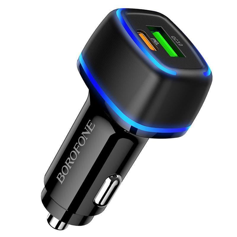 Пристрій зарядний автомобільний Borofone BZ14A Mercury PD20W+QC3.0 USB-A/USB-C/3A Black (2148554592)