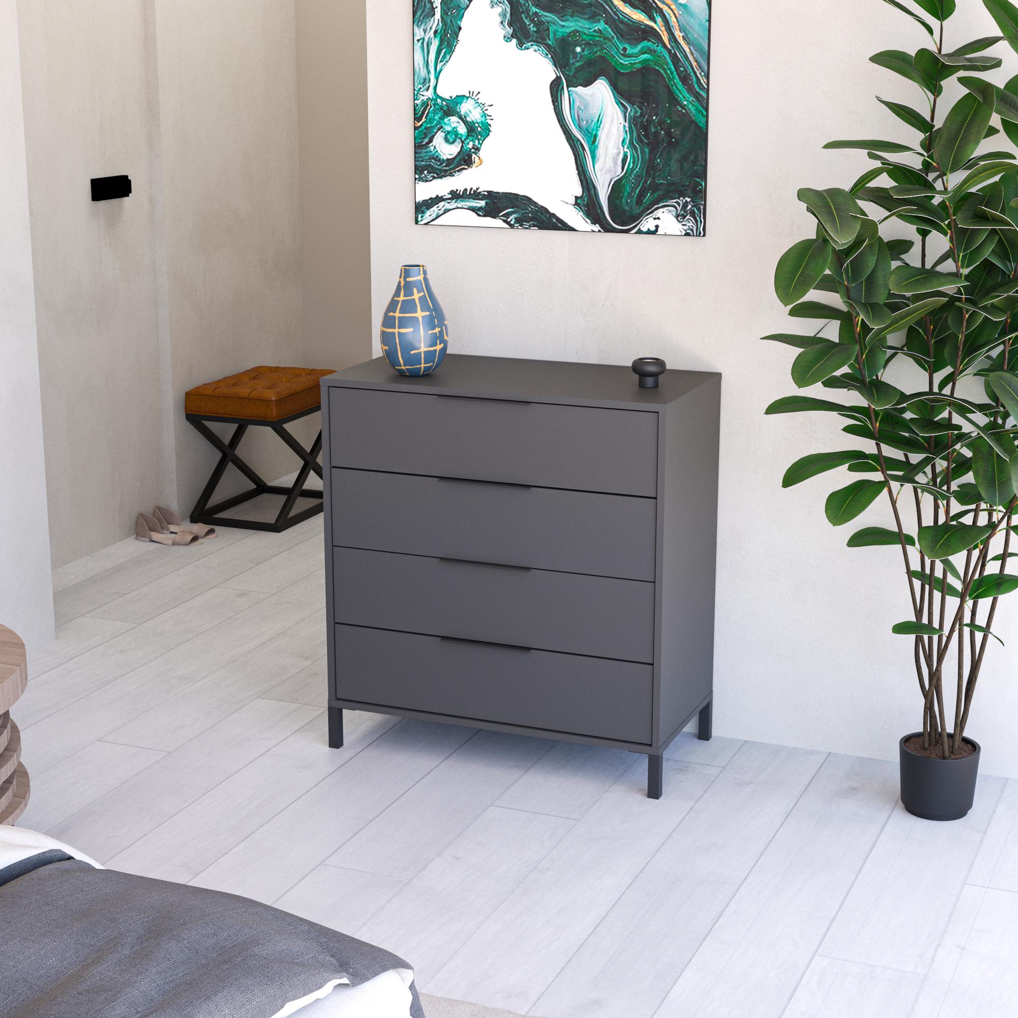 Комод для одежды на четыре ящика FH-Jersie на ножках 800х870х400 мм Антрацитовый (fh-jersi-ant) Комод для одежды на четыре ящика FH-Jersie на ножках 800х870х400 мм Антрацитовый (fh-jersi-ant)