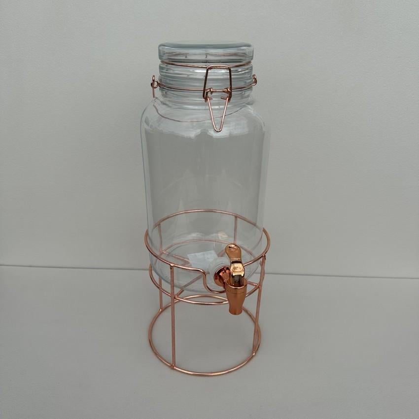 Лимонадник стеклянный S&T 9036 со стеклянной крышкой на подставке 4 л Бронзовый (2640390374) - фото 2