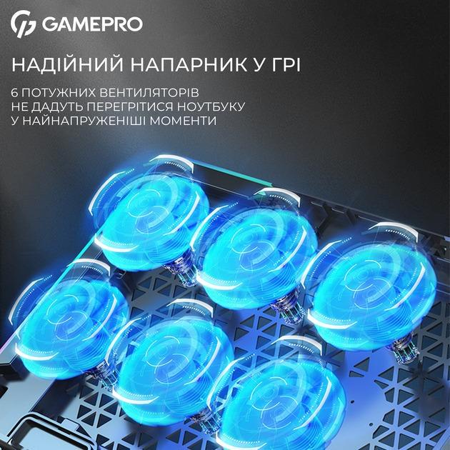 Подставка для ноутбука охлаждающая RGB с подставкой под телефон GamePro CP590 с USB портами 2 шт. Black (CP590) - фото 5